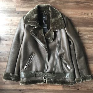 Forever 21 Faux Shearling Aviator Moto Jacket